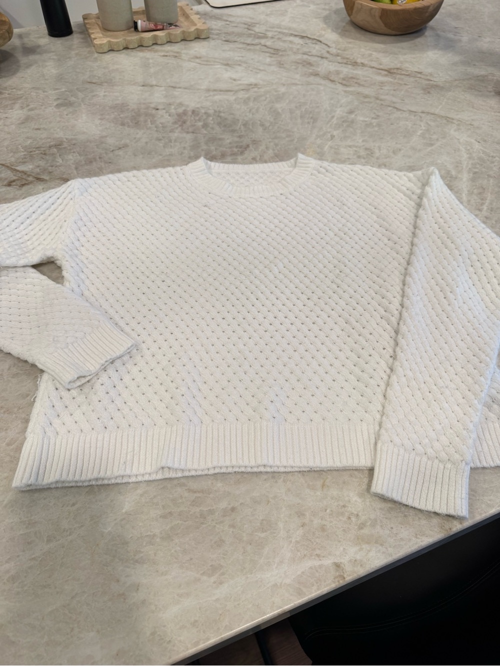 White Women's Knit Crewneck Sweater
